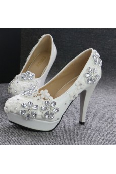 Handmade Lace Flowers Wedding Shoes with Rhinestone