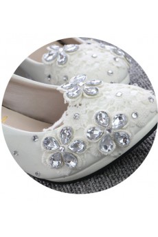 Handmade Lace Flowers Wedding Shoes with Rhinestone