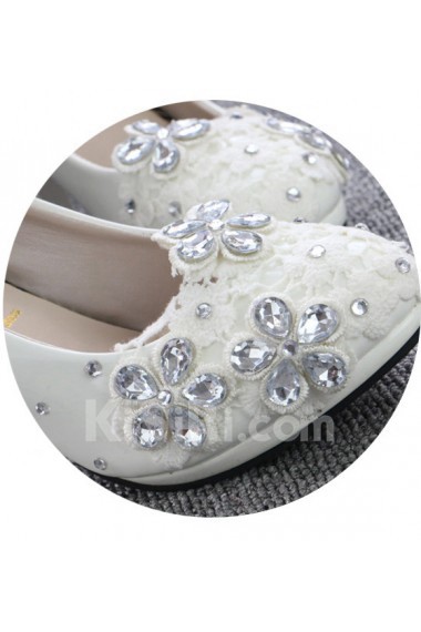 Handmade Lace Flowers Wedding Shoes with Rhinestone