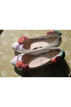 Handmade Colored Lace Flowers Wedding Shoes