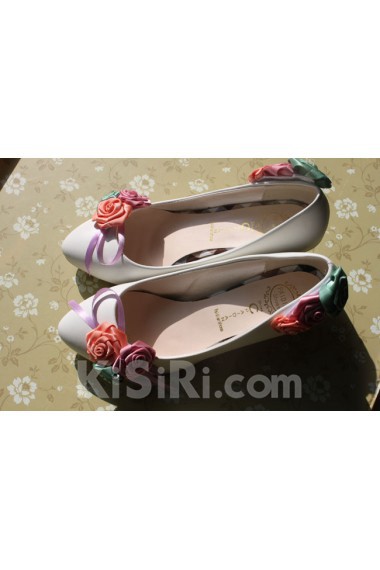 Handmade Colored Lace Flowers Wedding Shoes