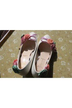 Handmade Colored Lace Flowers Wedding Shoes