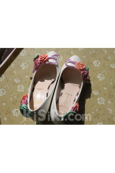 Handmade Colored Lace Flowers Wedding Shoes