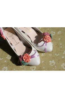 Handmade Colored Lace Flowers Wedding Shoes