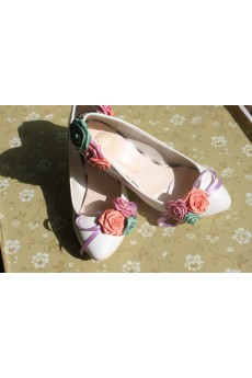 Handmade Colored Lace Flowers Wedding Shoes