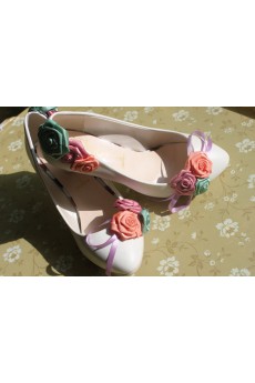 Handmade Colored Lace Flowers Wedding Shoes