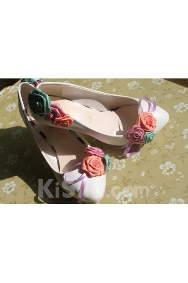 Handmade Colored Lace Flowers Wedding Shoes