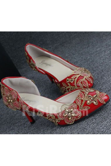 Handmade Flowers Wedding Shoes with Rhinestone