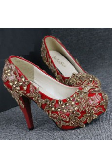 Handmade Flowers Wedding Shoes with Rhinestone