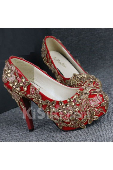 Handmade Flowers Wedding Shoes with Rhinestone