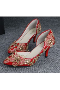 Handmade Flowers Wedding Shoes with Rhinestone