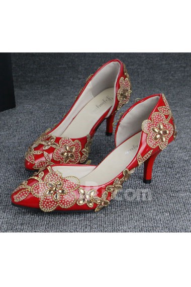 Handmade Flowers Wedding Shoes with Rhinestone