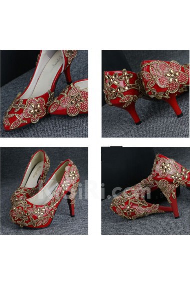 Handmade Flowers Wedding Shoes with Rhinestone