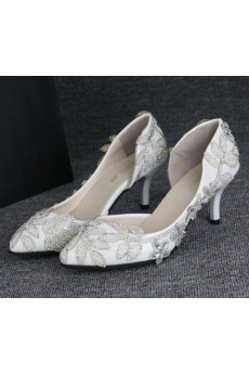 Handmade Flowers Wedding Shoes with Rhinestone