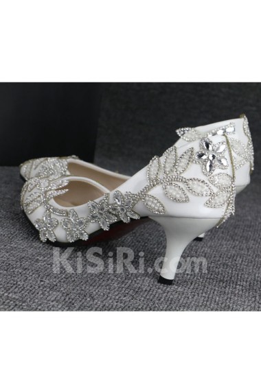 Handmade Flowers Wedding Shoes with Rhinestone