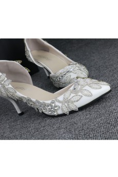 Handmade Flowers Wedding Shoes with Rhinestone