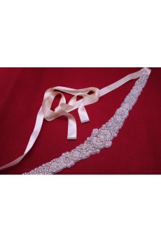 Handmade Rhinestone Wedding Sash with Imitation Pearls