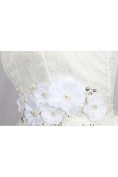 Handmade Rhinestone Wedding Sash with Lace Flowers