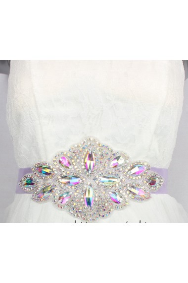 Handmade Purple Rhinestone Wedding Sash