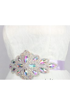 Handmade Purple Rhinestone Wedding Sash