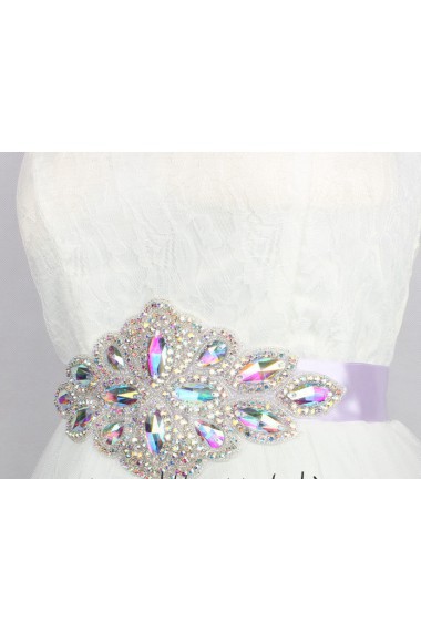 Handmade Purple Rhinestone Wedding Sash