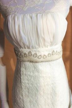 Luxurious Handmade Satin Rhinestone and Beads Wedding Sash