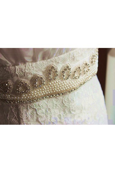 Luxurious Handmade Satin Rhinestone and Beads Wedding Sash