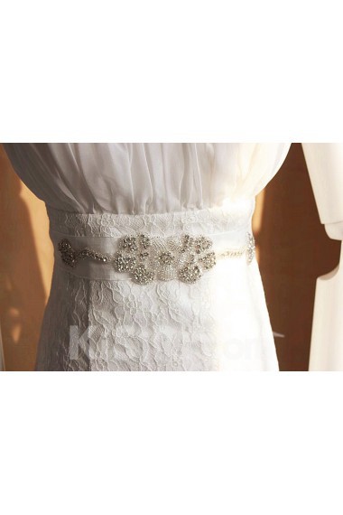 Luxurious Handmade Satin Rhinestone Wedding Sash