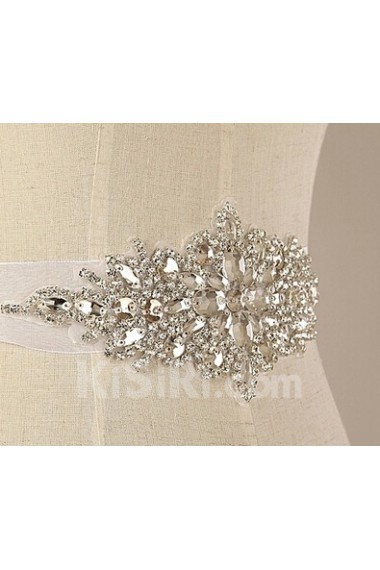 Luxurious Handmade Satin Rhinestone Wedding Sash