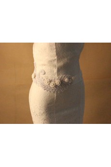 Luxurious Handmade Lace Rhinestone Wedding Sash with Flowers