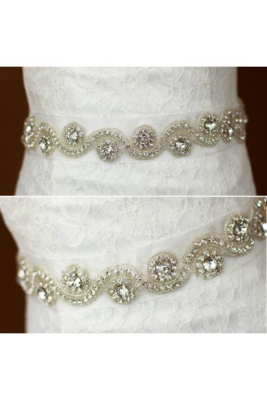 Handmade Yarn Rhinestone Wedding Sash