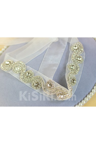 Handmade Yarn Rhinestone Wedding Sash