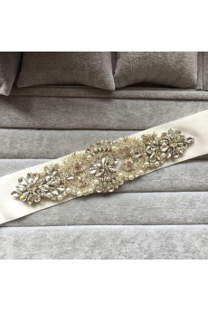 Handmade Rhinestone Wedding Sash with Imitation Pearls