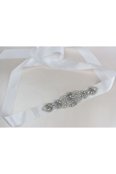 Handmade Rhinestone Wedding Sash with Imitation Pearls