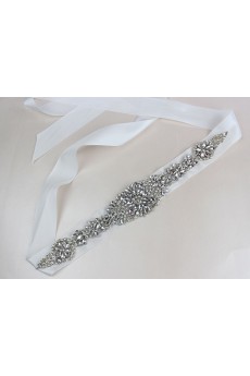 Luxurious Handmade Rhinestone Wedding Sash with Imitation Pearls