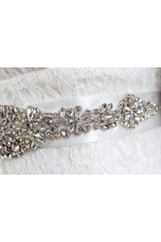 Luxurious Handmade Rhinestone Wedding Sash with Imitation Pearls