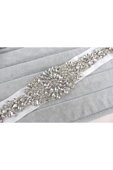 Luxurious Handmade Rhinestone Wedding Sash with Imitation Pearls