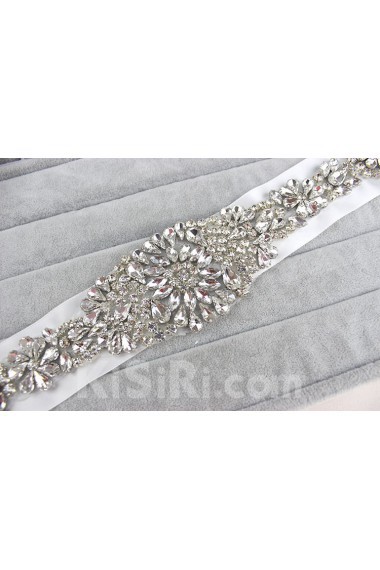 Luxurious Handmade Rhinestone Wedding Sash with Imitation Pearls