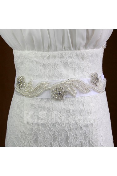 Handmade Yarn Rhinestone Wedding Sash with Beads