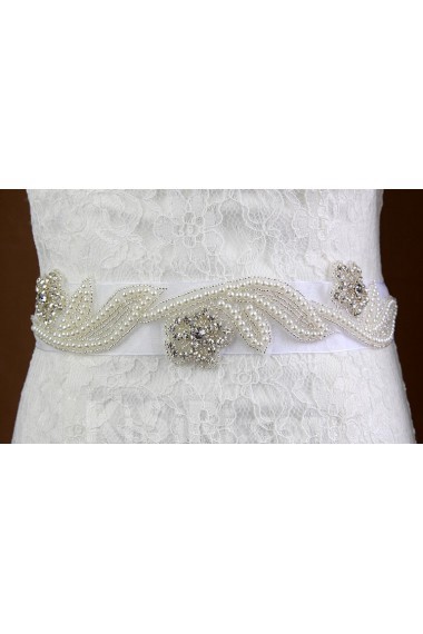 Handmade Yarn Rhinestone Wedding Sash with Beads