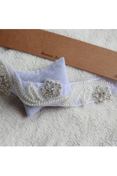 Handmade Yarn Rhinestone Wedding Sash with Beads