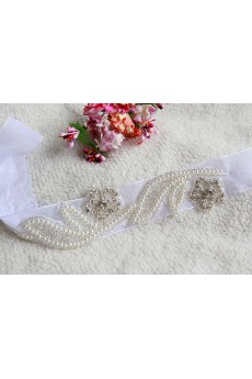 Handmade Yarn Rhinestone Wedding Sash with Beads