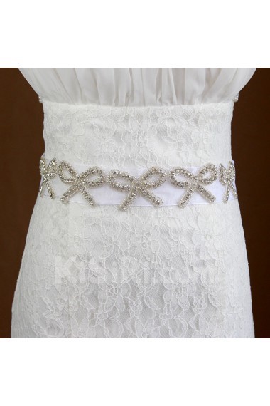 Handmade Yarn Rhinestone Bow Wedding Sash