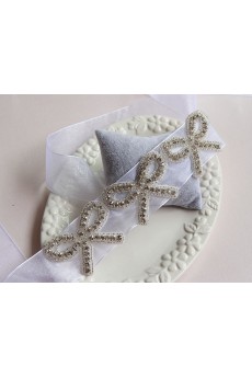 Handmade Yarn Rhinestone Bow Wedding Sash