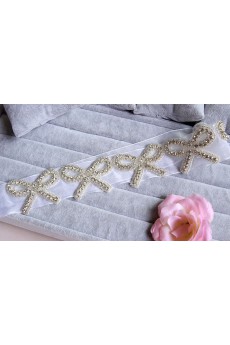 Handmade Yarn Rhinestone Bow Wedding Sash