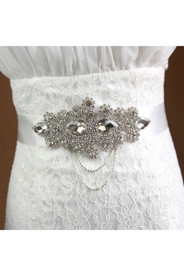 Handmade Yarn Rhinestone Wedding Sash with Beads