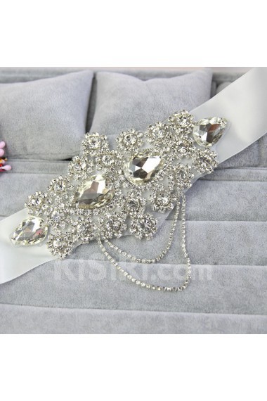 Handmade Yarn Rhinestone Wedding Sash with Beads