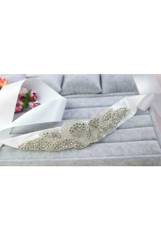 Handmade Satin Rhinestone Wedding Sash with Beads