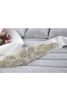 Handmade Satin Rhinestone Wedding Sash with Beads