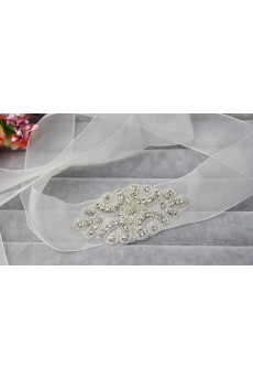 Handmade Yarn Rhinestone Wedding Sash with Beads